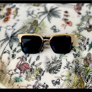 Black and gold square frame sunglasses, Quay Australia